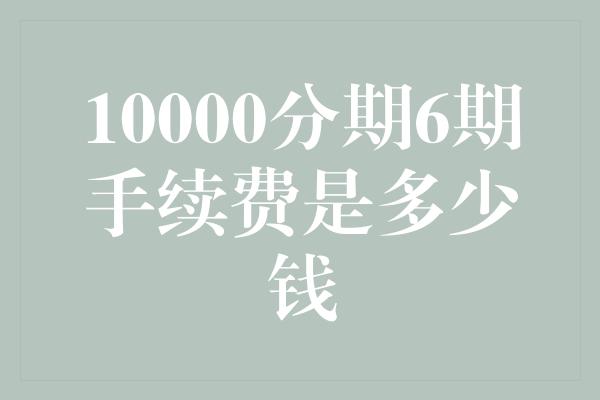 10000分期6期手续费是多少钱