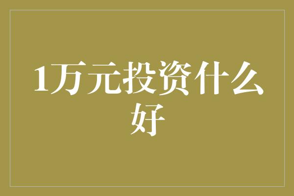 1万元投资什么好