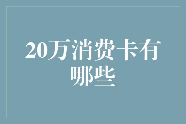 20万消费卡有哪些