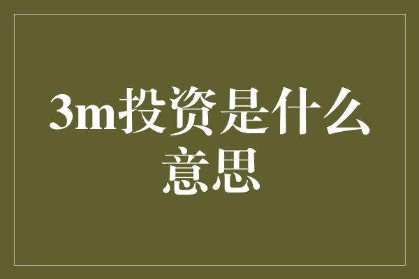 3m投资是什么意思