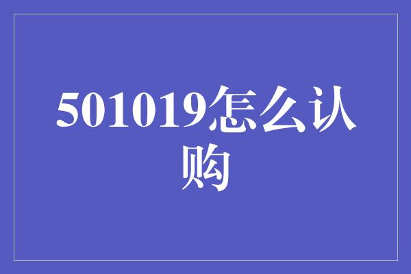 501019怎么认购