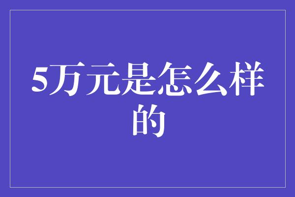 5万元是怎么样的