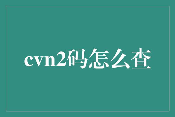 cvn2码怎么查