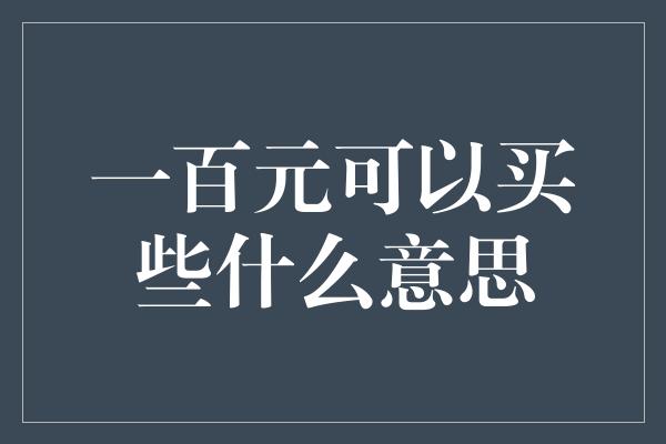 一百元可以买些什么意思