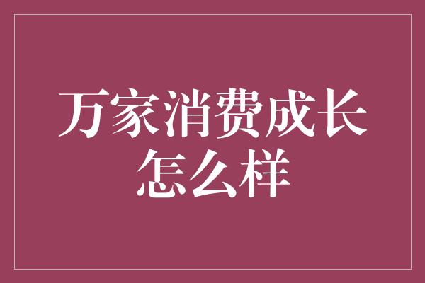 万家消费成长怎么样