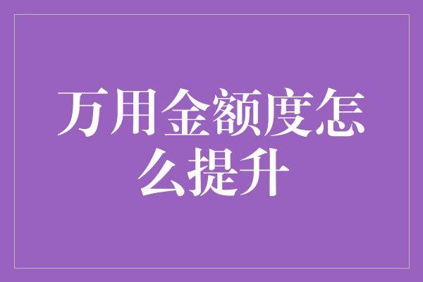 万用金额度怎么提升