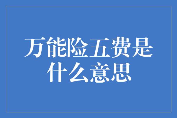 万能险五费是什么意思