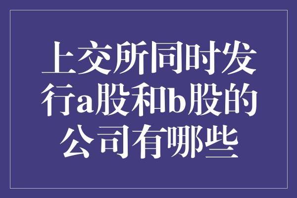 上交所同时发行a股和b股的公司有哪些