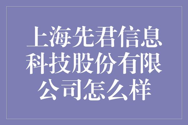 上海先君信息科技股份有限公司怎么样