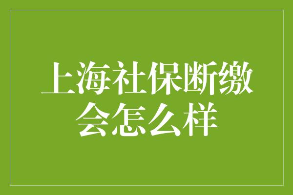 上海社保断缴会怎么样