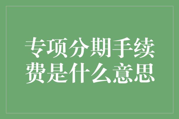 专项分期手续费是什么意思