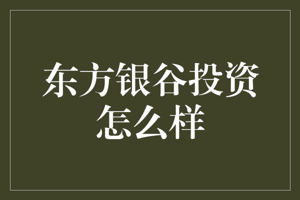 东方银谷投资怎么样