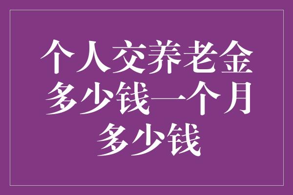 个人交养老金多少钱一个月多少钱