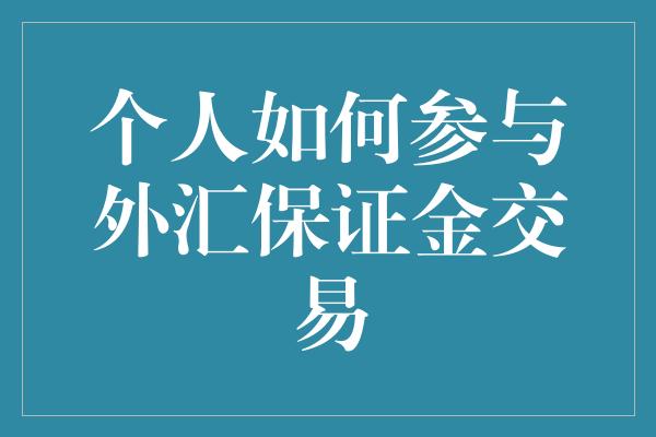 个人如何参与外汇保证金交易