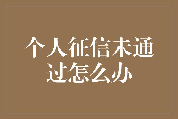 个人征信未通过怎么办