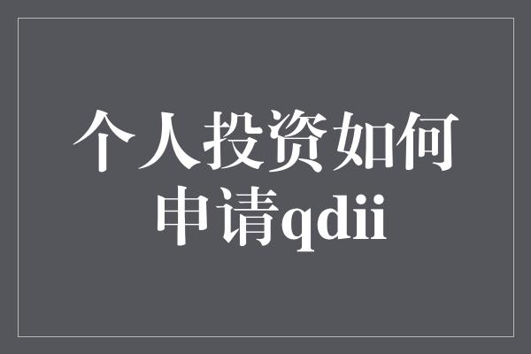 个人投资如何申请qdii