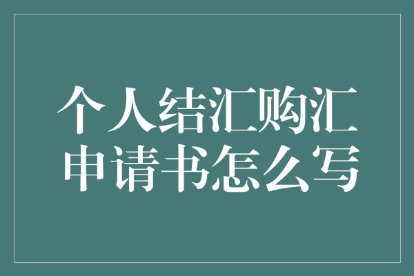 个人结汇购汇申请书怎么写