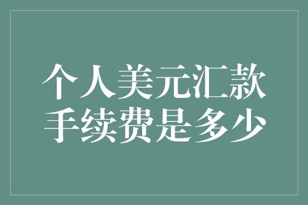 个人美元汇款手续费是多少