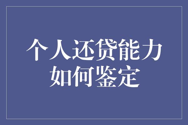 个人还贷能力如何鉴定