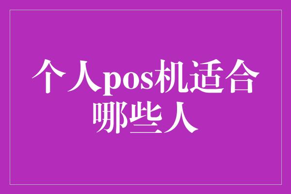 个人pos机适合哪些人