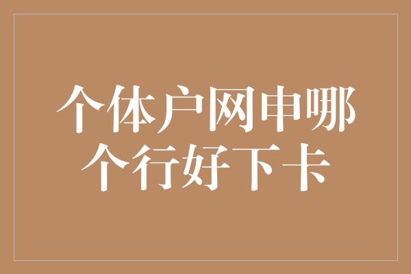 个体户网申哪个行好下卡