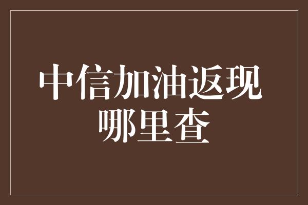 中信加油返现 哪里查