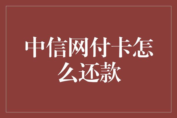 中信网付卡怎么还款