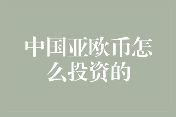 中国亚欧币怎么投资的