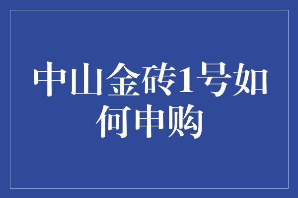 中山金砖1号如何申购