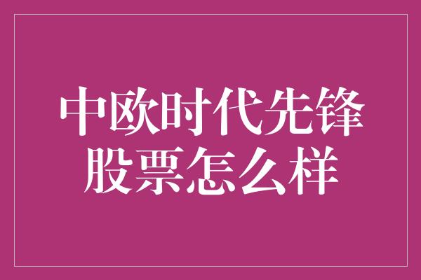 中欧时代先锋股票怎么样