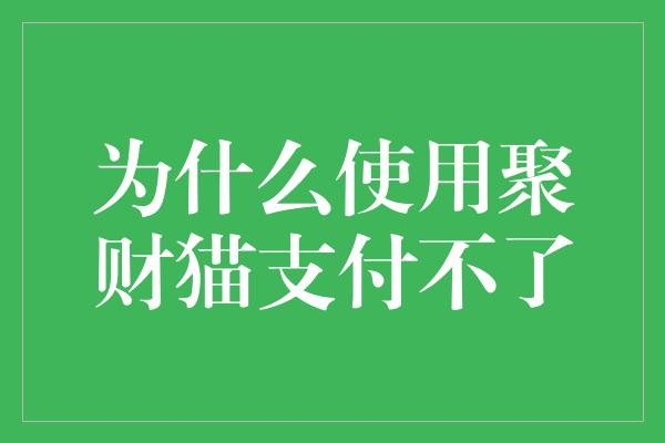 为什么使用聚财猫支付不了