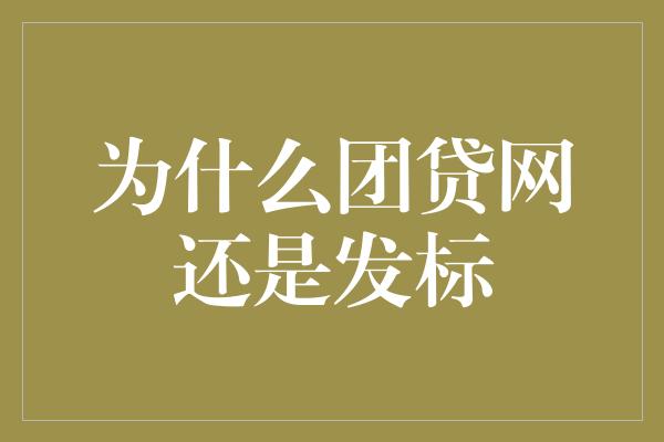 为什么团贷网还是发标