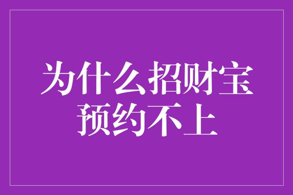 为什么招财宝预约不上