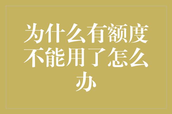 为什么有额度不能用了怎么办