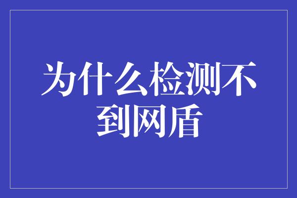 为什么检测不到网盾