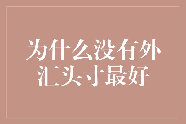 为什么没有外汇头寸最好