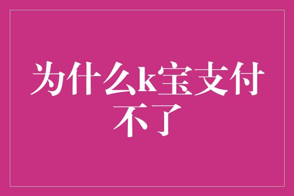 为什么k宝支付不了