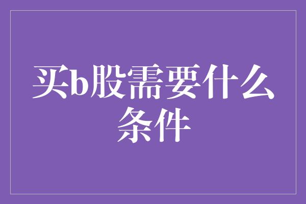 买b股需要什么条件