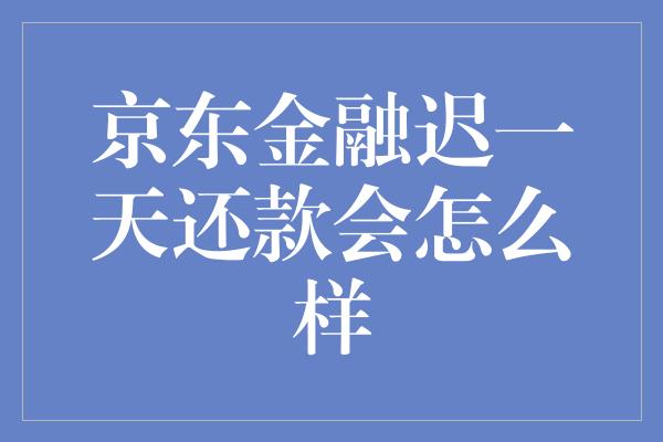 京东金融迟一天还款会怎么样