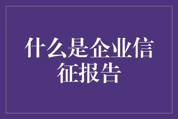 什么是企业信征报告