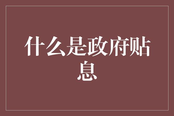 什么是政府贴息