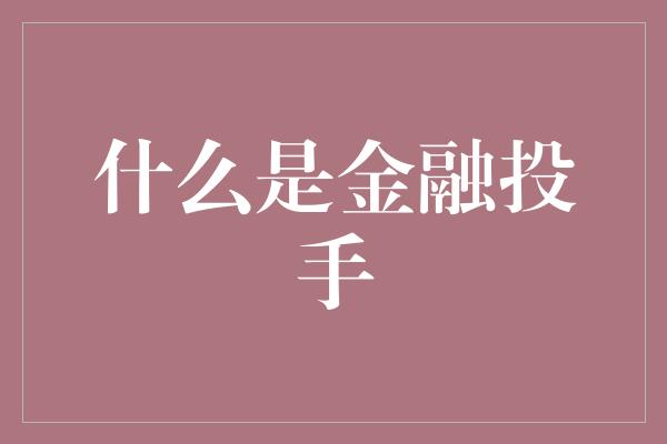 什么是金融投手