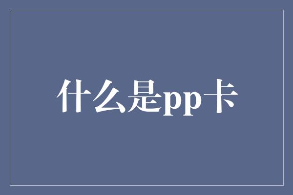 什么是pp卡