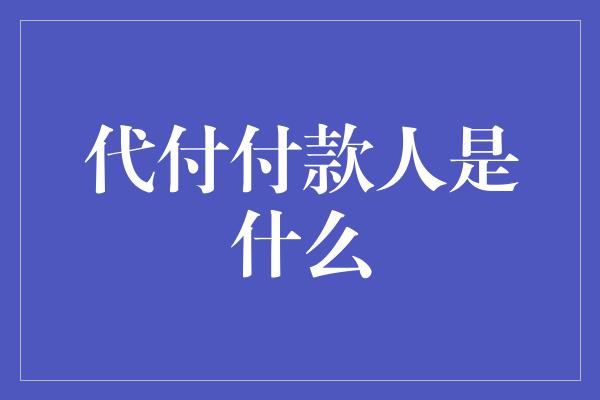 代付付款人是什么