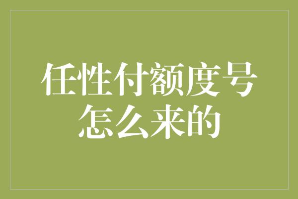 任性付额度号怎么来的