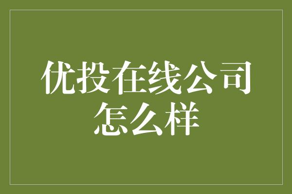 优投在线公司怎么样