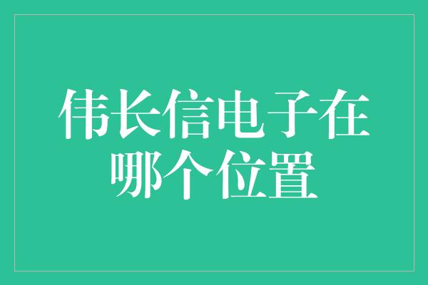 伟长信电子在哪个位置