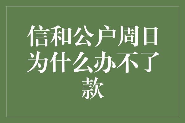 信和公户周日为什么办不了款