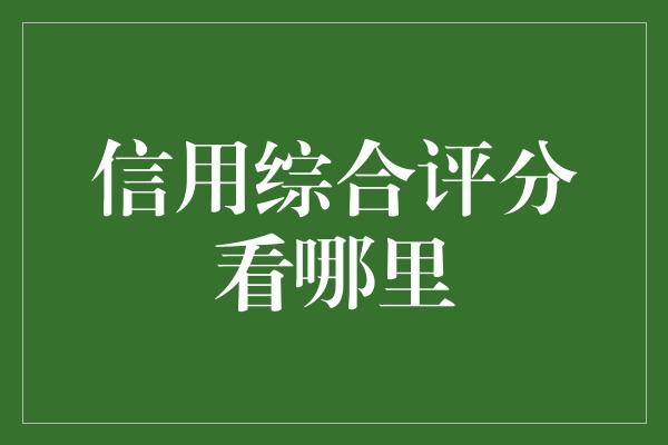 信用综合评分看哪里