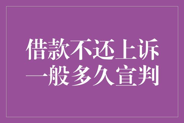 借款不还上诉一般多久宣判